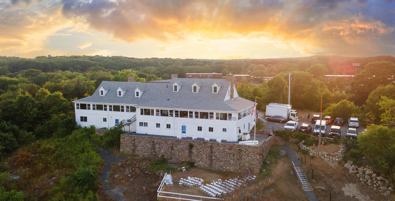 Aerial view of Rockport Golf Club by the sea