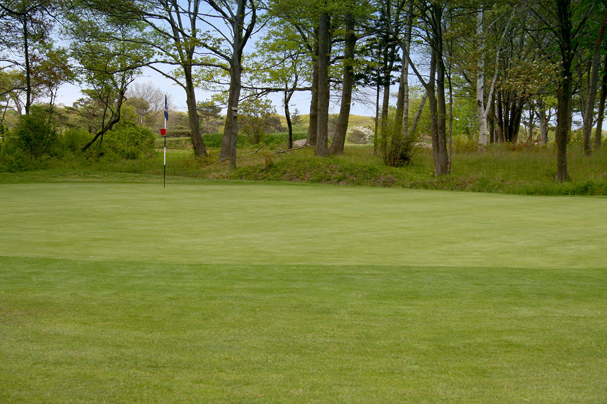 The fifth green at Rockport Golf Club