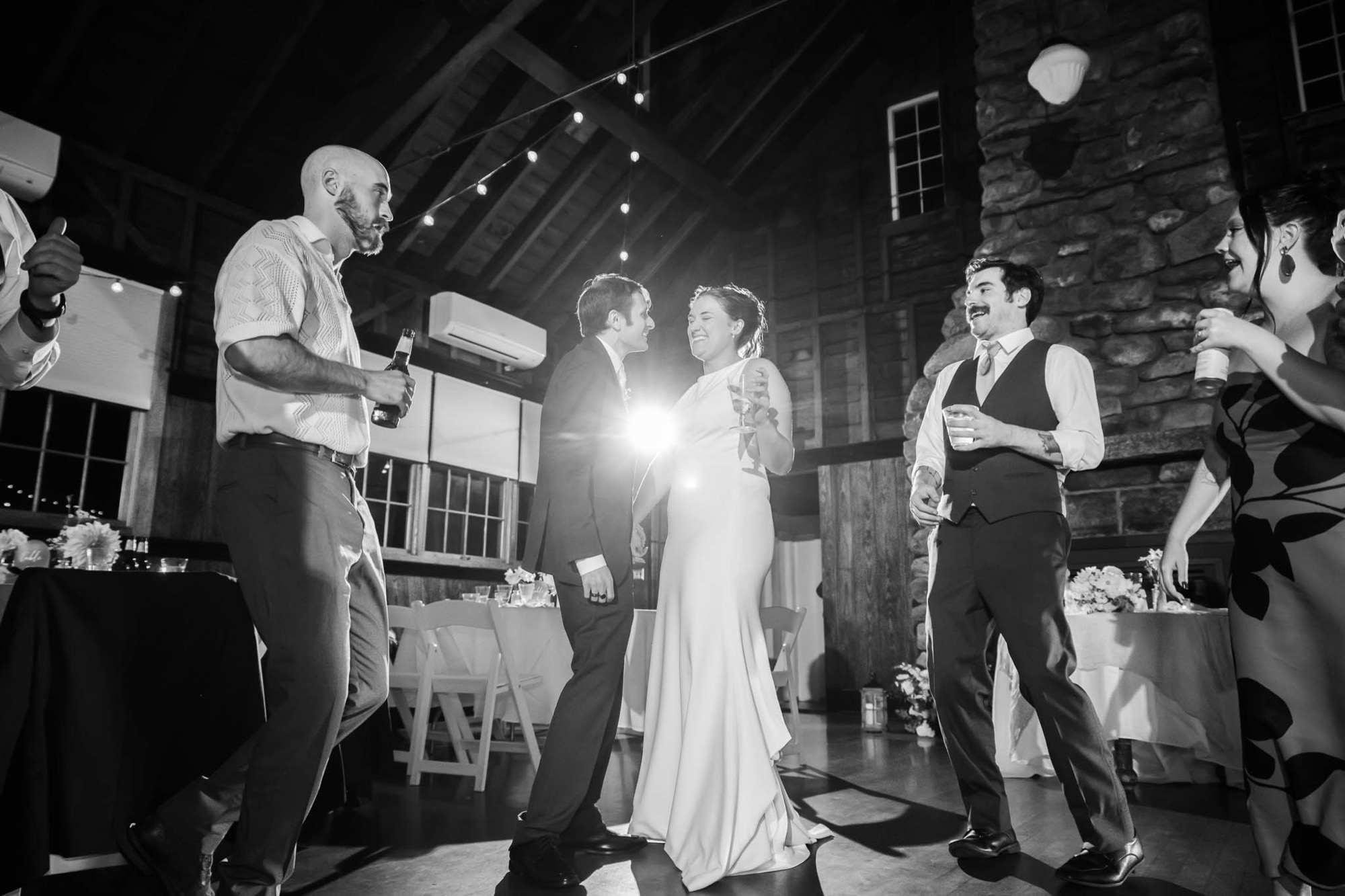 Golden-hour wedding portrait on the course